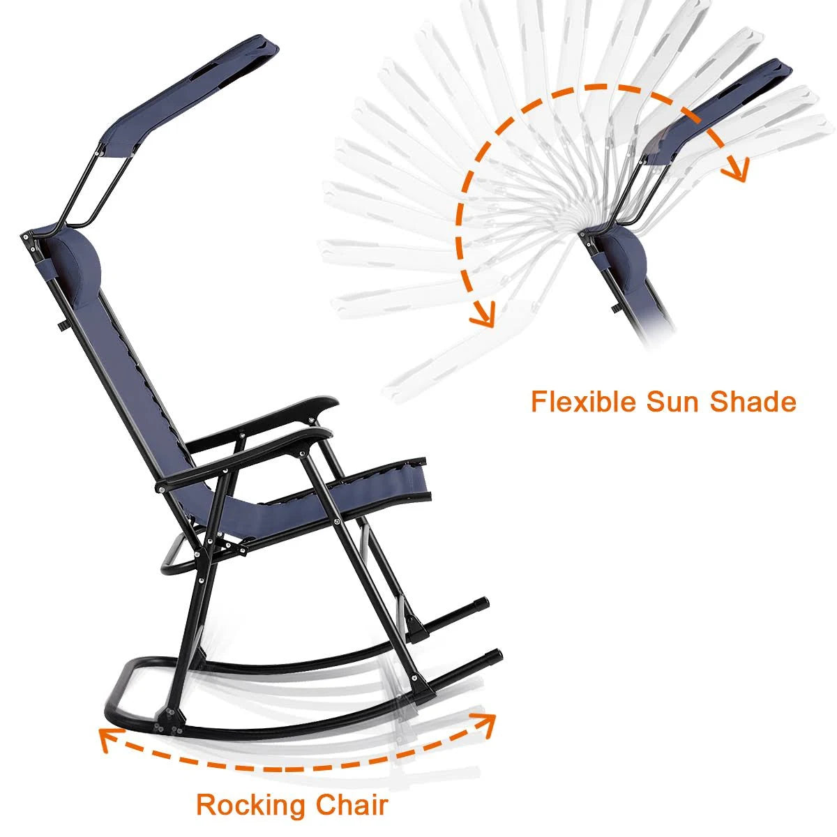 Blue Folding Rocking Chair with Canopy Z1767