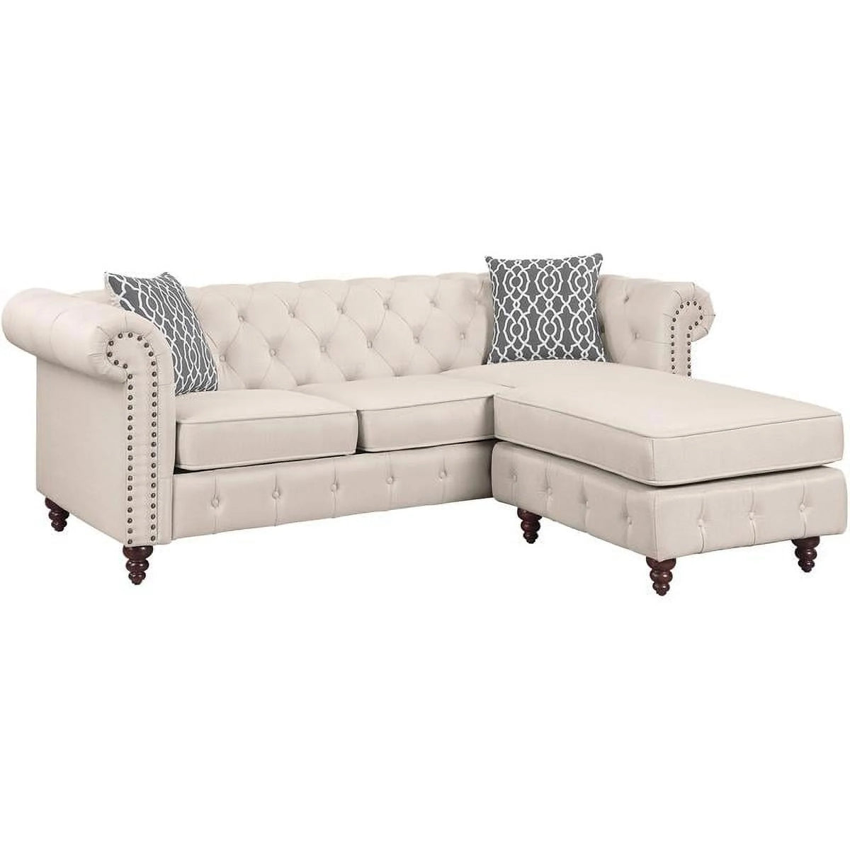 Beige Fabric Reversible Sectional Sofa C367