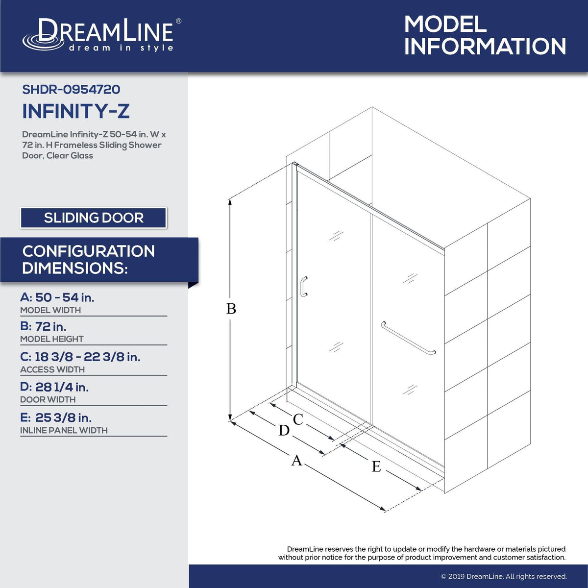 72 in. Semi-Frameless Sliding Shower Door Clear Glass Brushed Nickel F18721